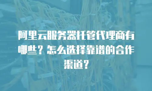 阿里云服务器托管代理商有哪些？怎么选择靠谱的合作渠道？