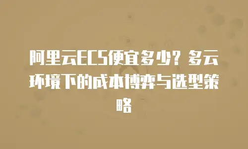 阿里云ECS便宜多少？多云环境下的成本博弈与选型策略