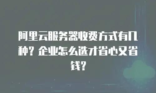 阿里云服务器收费方式有几种？企业怎么选才省心又省钱？