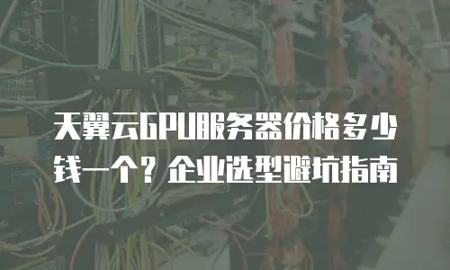 天翼云GPU服务器价格多少钱一个？企业选型避坑指南
