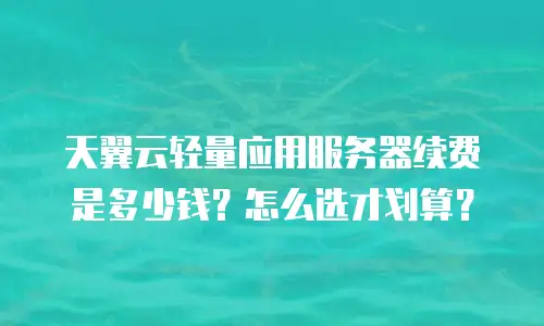 天翼云轻量应用服务器续费是多少钱？怎么选才划算？