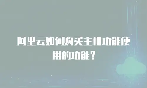 阿里云如何购买主机功能使用的功能？