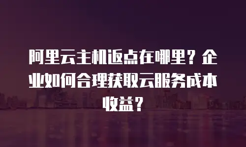 阿里云主机返点在哪里？企业如何合理获取云服务成本收益？