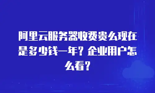 阿里云服务器收费贵么现在是多少钱一年？企业用户怎么看？