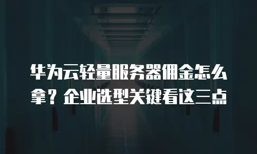 华为云轻量服务器佣金怎么拿？企业选型关键看这三点