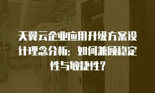 天翼云企业应用升级方案设计理念分析：如何兼顾稳定性与敏捷性？