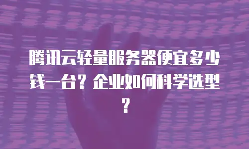 腾讯云轻量服务器便宜多少钱一台？企业如何科学选型？