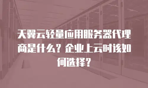 天翼云轻量应用服务器代理商是什么？企业上云时该如何选择？
