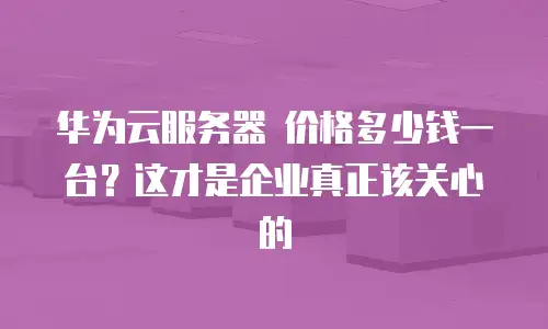 华为云服务器 价格多少钱一台？这才是企业真正该关心的