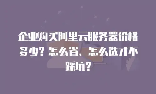 企业购买阿里云服务器价格多少？怎么省、怎么选才不踩坑？