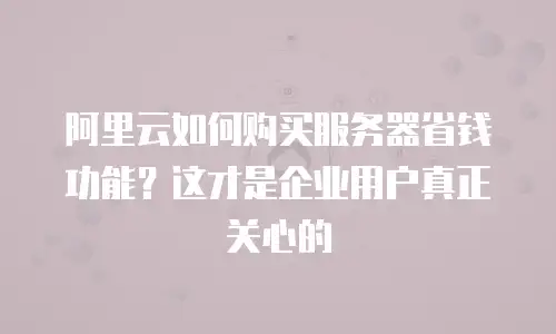 阿里云如何购买服务器省钱功能？这才是企业用户真正关心的