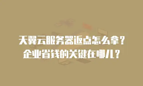 天翼云服务器返点怎么拿？企业省钱的关键在哪儿？