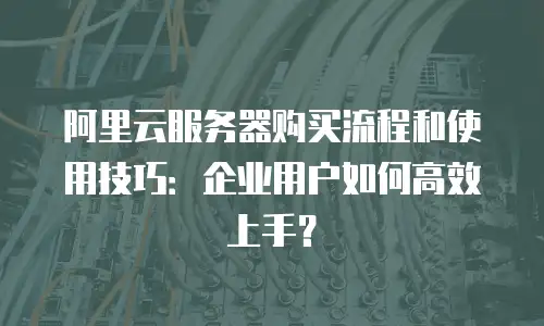 阿里云服务器购买流程和使用技巧：企业用户如何高效上手？