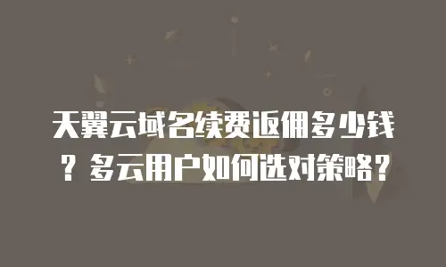 天翼云域名续费返佣多少钱？多云用户如何选对策略？