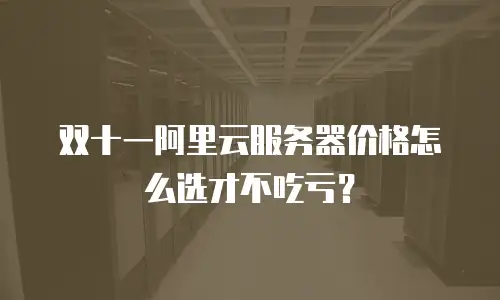 双十一阿里云服务器价格怎么选才不吃亏？