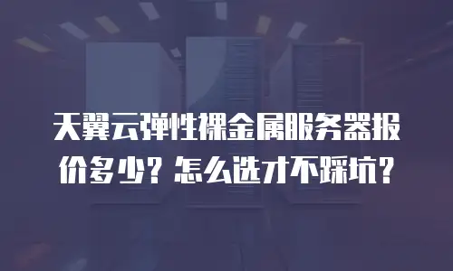 天翼云弹性裸金属服务器报价多少？怎么选才不踩坑？