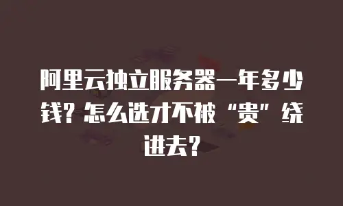 阿里云独立服务器一年多少钱？怎么选才不被“贵”绕进去？