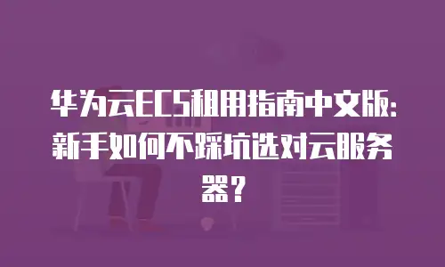 华为云ECS租用指南中文版：新手如何不踩坑选对云服务器？