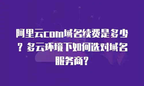 阿里云com域名续费是多少？多云环境下如何选对域名服务商？