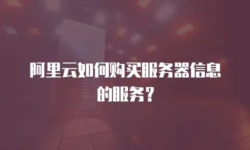 阿里云如何购买服务器信息的服务？