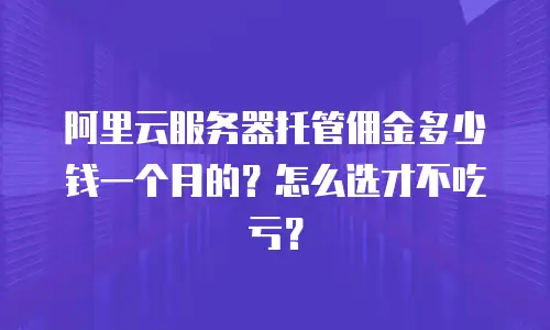 阿里云服务器托管佣金多少钱一个月的？怎么选才不吃亏？