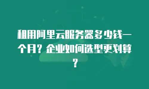 租用阿里云服务器多少钱一个月？企业如何选型更划算？