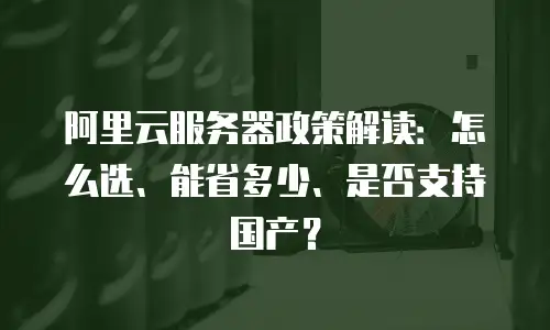 阿里云服务器政策解读：怎么选、能省多少、是否支持国产？