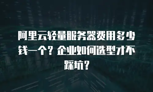 阿里云轻量服务器费用多少钱一个？企业如何选型才不踩坑？