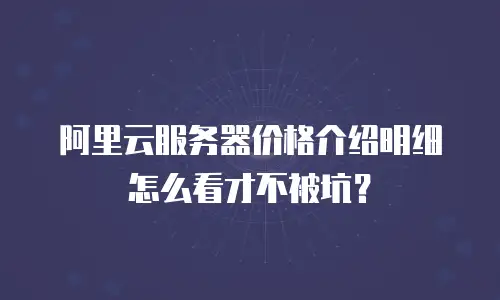 阿里云服务器价格介绍明细怎么看才不被坑？