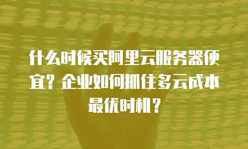 什么时候买阿里云服务器便宜？企业如何抓住多云成本最优时机？