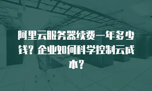 阿里云服务器续费一年多少钱？企业如何科学控制云成本？