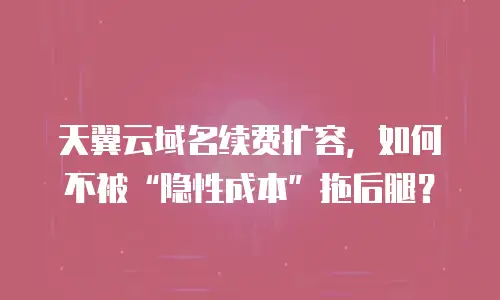 天翼云域名续费扩容，如何不被“隐性成本”拖后腿？