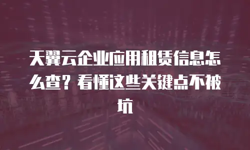 天翼云企业应用租赁信息怎么查？看懂这些关键点不被坑