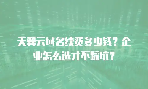 天翼云域名续费多少钱？企业怎么选才不踩坑？