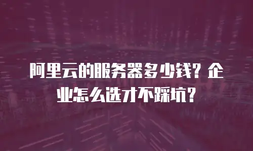 阿里云的服务器多少钱？企业怎么选才不踩坑？
