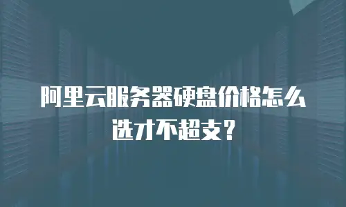 阿里云服务器硬盘价格怎么选才不超支？