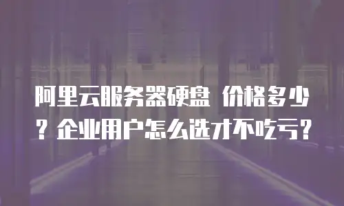 阿里云服务器硬盘 价格多少？企业用户怎么选才不吃亏？