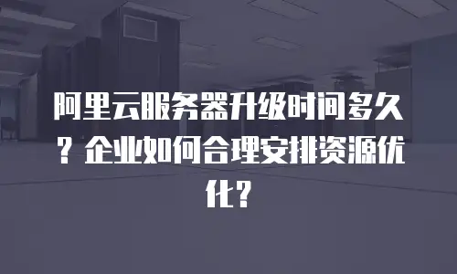 阿里云服务器升级时间多久？企业如何合理安排资源优化？