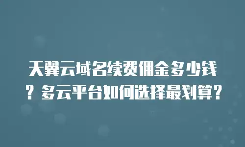 天翼云域名续费佣金多少钱？多云平台如何选择最划算？