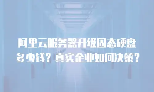 阿里云服务器升级固态硬盘多少钱？真实企业如何决策？