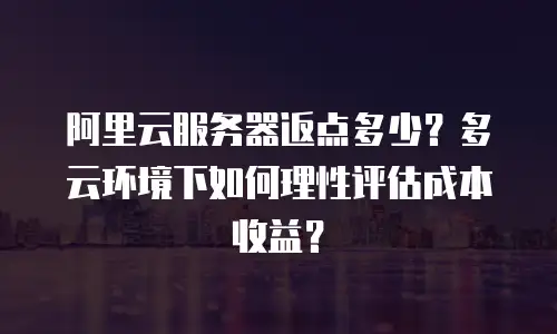 阿里云服务器返点多少？多云环境下如何理性评估成本收益？
