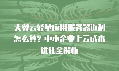天翼云轻量应用服务器返利怎么算？中小企业上云成本优化全解析
