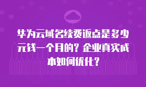 华为云域名续费返点是多少元钱一个月的？企业真实成本如何优化？