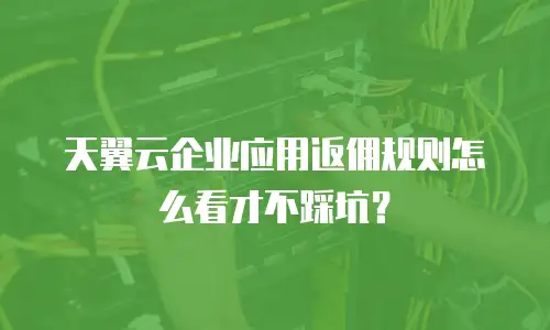 天翼云企业应用返佣规则怎么看才不踩坑？
