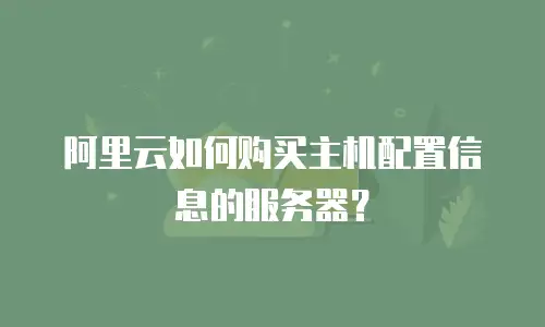 阿里云如何购买主机配置信息的服务器？