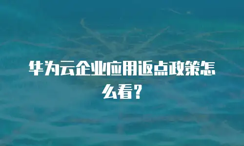 华为云企业应用返点政策怎么看？