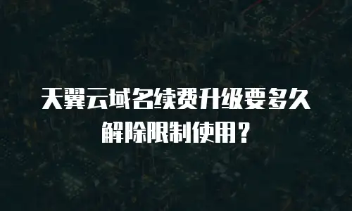 天翼云域名续费升级要多久解除限制使用？