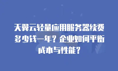 天翼云轻量应用服务器续费多少钱一年？企业如何平衡成本与性能？