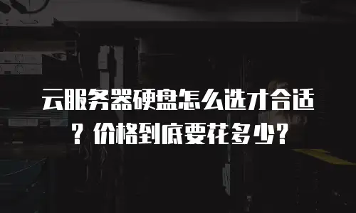 云服务器硬盘怎么选才合适？价格到底要花多少？