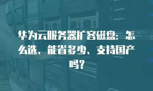 华为云服务器扩容磁盘：怎么选、能省多少、支持国产吗？